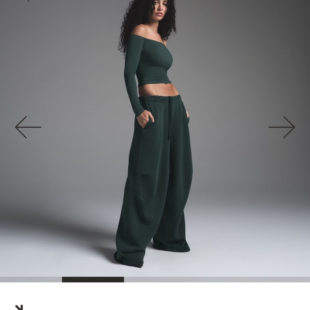 SKIMS Dark Green Wide-Leg Pants
